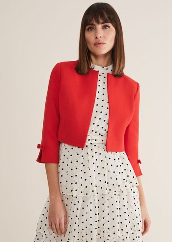 Phase Eight Zoele Bow Detail Jackets Red USA | 1623489-JL